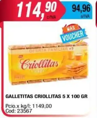 Maxiconsumo Criollitas Galletitas 5 x100gr oferta
