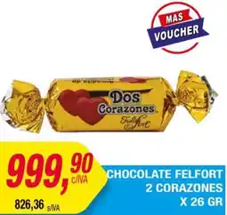 Maxiconsumo CHOCOLATE FELFORT 2 CORAZONES X 26 GR oferta