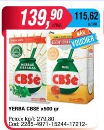 Maxiconsumo CBSE Yerba x 500gr oferta