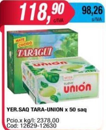 Maxiconsumo Taragui Yer. Saq - Union x 50saq oferta