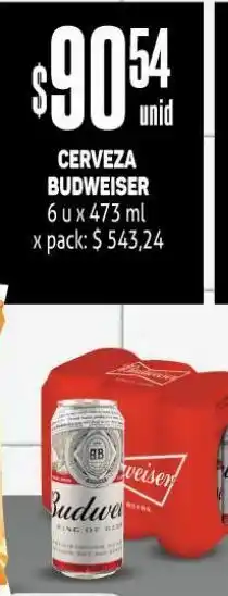 Makro Cerveza budweiser pack de 6 x 473 ml . oferta