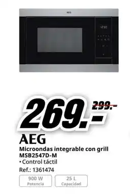 Media Markt AEG Microondas integrable con grill MSB2547D-M oferta