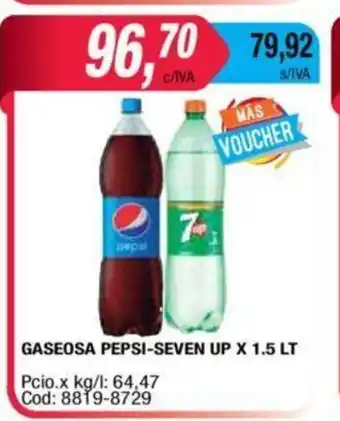 Maxiconsumo Pepsi o Seven Up Gaseosa x 1.5L oferta
