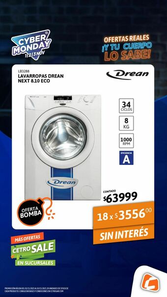 Cetrogar Lavarropas drean next 8.10 eco 8k 1000rpm cf oferta