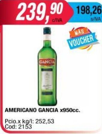 Maxiconsumo Gancia Americano x 950cc oferta