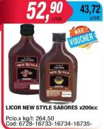 Maxiconsumo New Style Licor Sabores x 200cc oferta