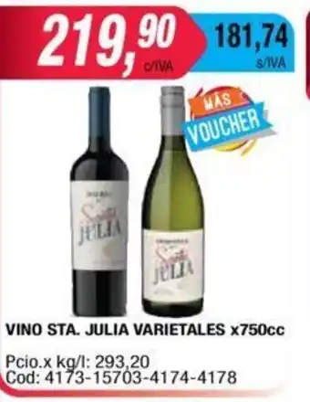 Maxiconsumo Julia Vino Sta. Varietales x 750cc oferta