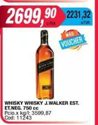 Maxiconsumo J.Walker Est Whisky Whisky ET. Neg 750cc oferta
