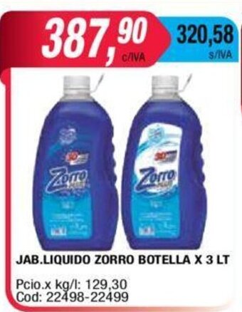 Maxiconsumo Zorro Jab.Liquido Botella x 3lt oferta
