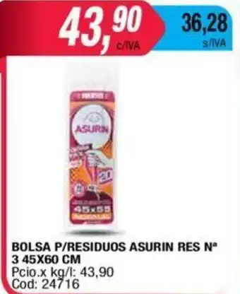 Maxiconsumo Asurin Bolsa P/Residuos Res N 3 45x60cm oferta