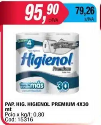 Maxiconsumo Higienol Pap.Hig Premium 4x30mt oferta