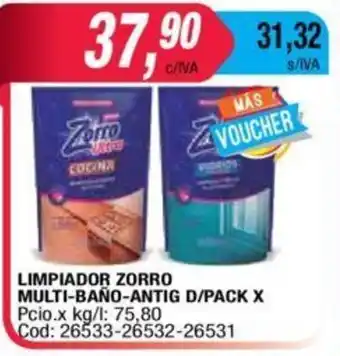 Maxiconsumo Zorro Limpiador Multi-Baño-Antig D/Pack x oferta
