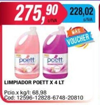 Maxiconsumo Poett Limpiador x 4Lt oferta