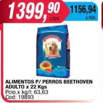 Maxiconsumo P/Perros Beethoven Alimentos Adulto x 22kgs oferta