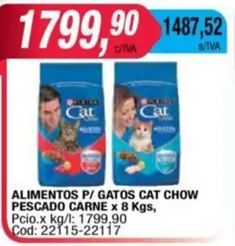 Maxiconsumo P/Gatos Cat Chow Alimentos Pescado Carne x 8kgs oferta