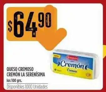 Supermercados Vea Queso Cremoso Cremón La Serenisima 100grs. oferta