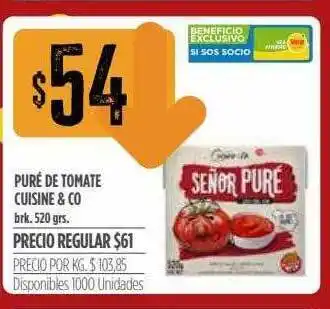 Supermercados Vea Puré De Tomate Cuisine & Co 520grs oferta