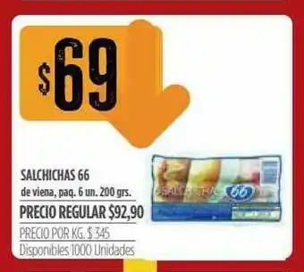 Supermercados Vea Salchichas 66, 200grs oferta