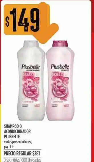 Supermercados Vea Plusbelle Shampoo Acondicionador 1 Lt oferta