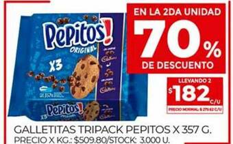 Supermercados DIA Galletitas Tripack Pepitos x 357g oferta