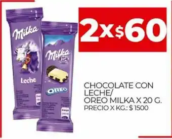 Supermercados DIA Milka Chocolate Con Leche Oreo x 20g oferta