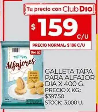 Supermercados DIA Galleta Tapa Para Alfajor Dia x 400g oferta