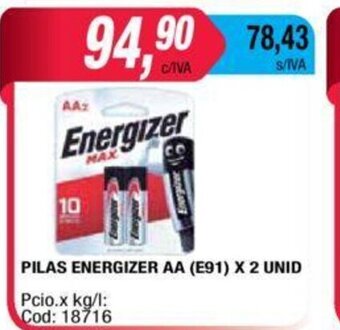 Maxiconsumo Energizer Pilas AA-E91 x 2 unid oferta