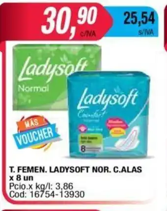 Maxiconsumo Ladysoft T.Femen Nor.C.Alas x 8un oferta