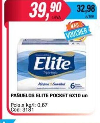 Maxiconsumo Elite Pañuelos Pocket 6x10un oferta