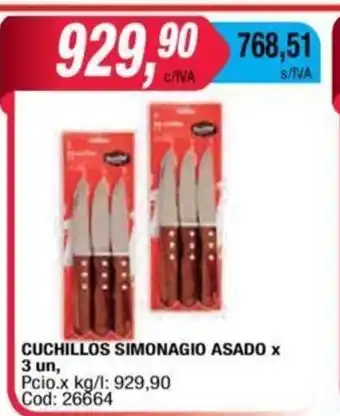 Maxiconsumo Simonagio Cuchillos Asado x 3un oferta