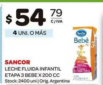 Carrefour Maxi Sancor Leche Fluida Infantil Etapa 3 Bebe 200cc oferta