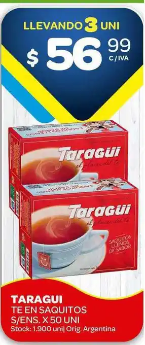 Carrefour Maxi Taragui Te En Saquitos S Ens. x 50uni oferta