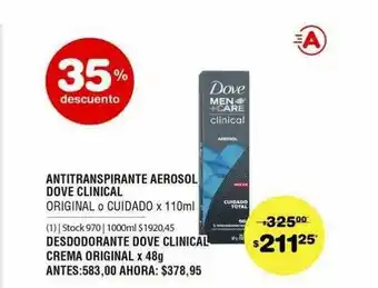 Atomo Conviene Antitranspirante Aerosol Dove Clinical Desdodorante Dove Clinical Crema Original 35% Descuento oferta