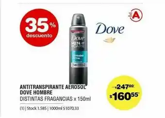 Atomo Conviene Antitranspirante Aerosol Dove Hombre 35% Descuento x 150mkl oferta