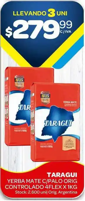 Carrefour Maxi Taragui Yerba Mate C Palo Orig Controlado 4flex Llevando 3 Uni oferta
