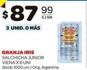 Carrefour Maxi Granja Iris Salchicha Junior Viena 6uni oferta