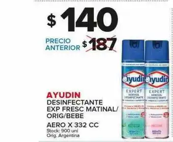 Carrefour Maxi Ayudin Desinfectante Exp Fresc Matinal Orig Bebe Aero x 332 cc oferta