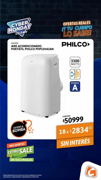 Cetrogar Aire acondicionado portátil philco p32ha3an 3500w frío calor oferta