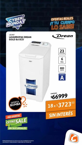 Cetrogar Lavarropas drean gold 8.6 eco + 6kg 800rpm oferta
