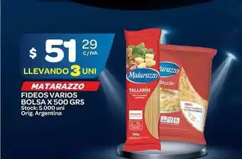 Carrefour Maxi Matarazzo Fideos Varios Bolsa Llevando 3 Uni 500grs oferta