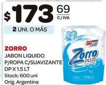 Carrefour Maxi Zorro Jabon Liquido P Ropa C Suavizante DP x 1,5Lt oferta