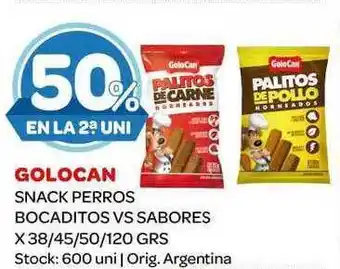 Carrefour Maxi Golocan Snack Perros Bocaditos Vs Sabores 38/45/50/120gr oferta
