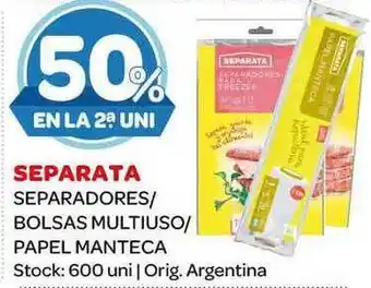 Carrefour Maxi Separata Separadores Bolsas Multiuso Papel Manteca oferta