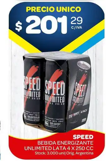 Carrefour Maxi Speed Bebida Energizante Unlimited Lata 250cc oferta