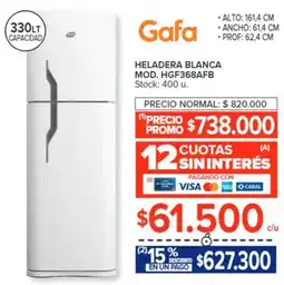 Carrefour GAFA HELADERA BLANCA oferta