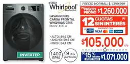Carrefour WHIRLPOOL LAVARROPAS CARGA FRONTAL oferta