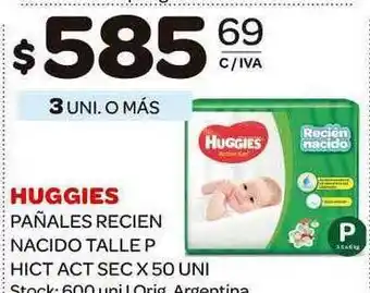 Carrefour Maxi Huggies Pañles Recien Nacido Talle P Hict Act Sec 50 Uni oferta