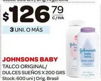 Carrefour Maxi Johsons Baby Talco Orginal Dulces Sueños 200grs oferta