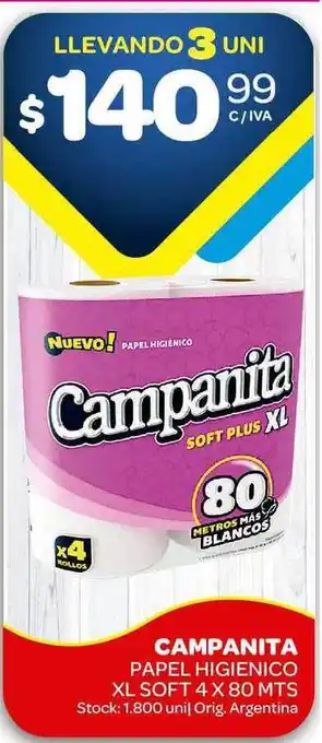 Carrefour Maxi Campanita Papel Higienico Xl Soft 4x80Mts oferta