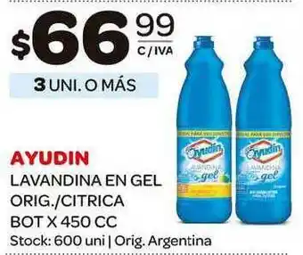 Carrefour Maxi Ayduin Lavandina En Gel Orig. Citrica Bot 450cc oferta